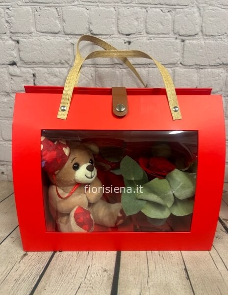 Borsa con rosa e orsetto
